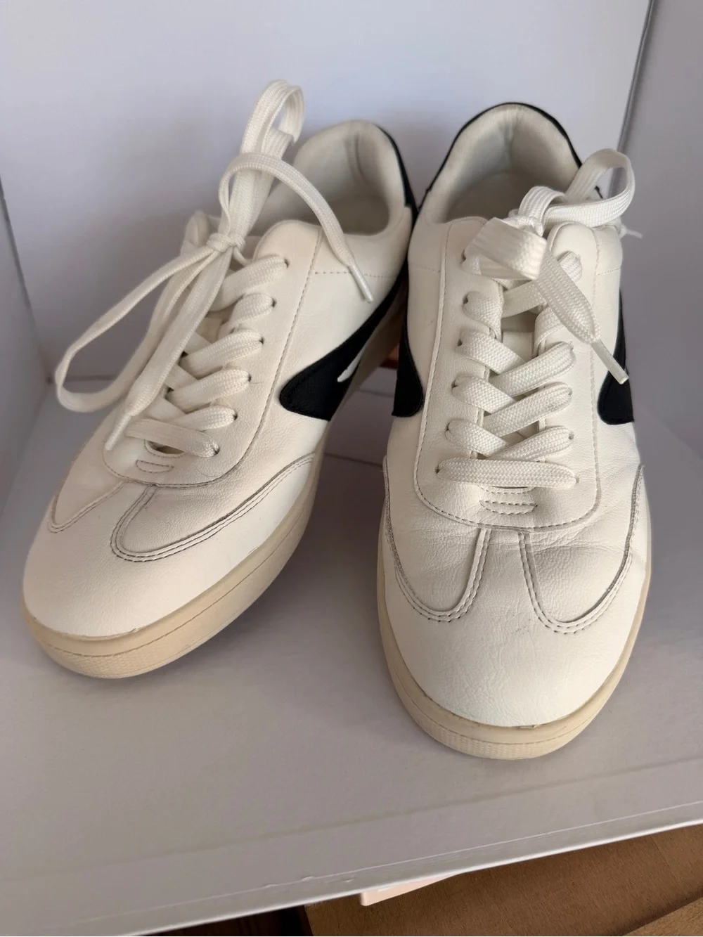 Dolce Vita White Sneakers with Black Wave Accent